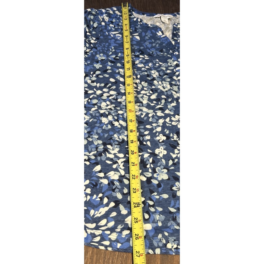 Liz Claiborne Women's Size 0X Blue Floral Top Short Sleeve 1/2 Button - Picture 5 of 8